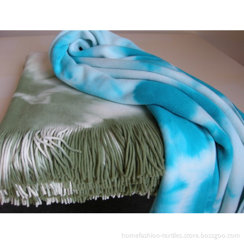 Hf0777 Tie Dye Warp Knitted Throw